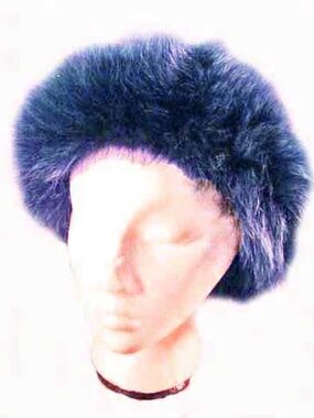 FOX FUR HEAD BAND, TAG ON NEW, NAVY FOX, ONE SIZE, GENUINE FOX SOFT AND GORGEOUS